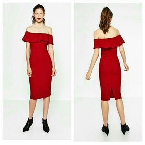 Zara off the shoulder red dress
